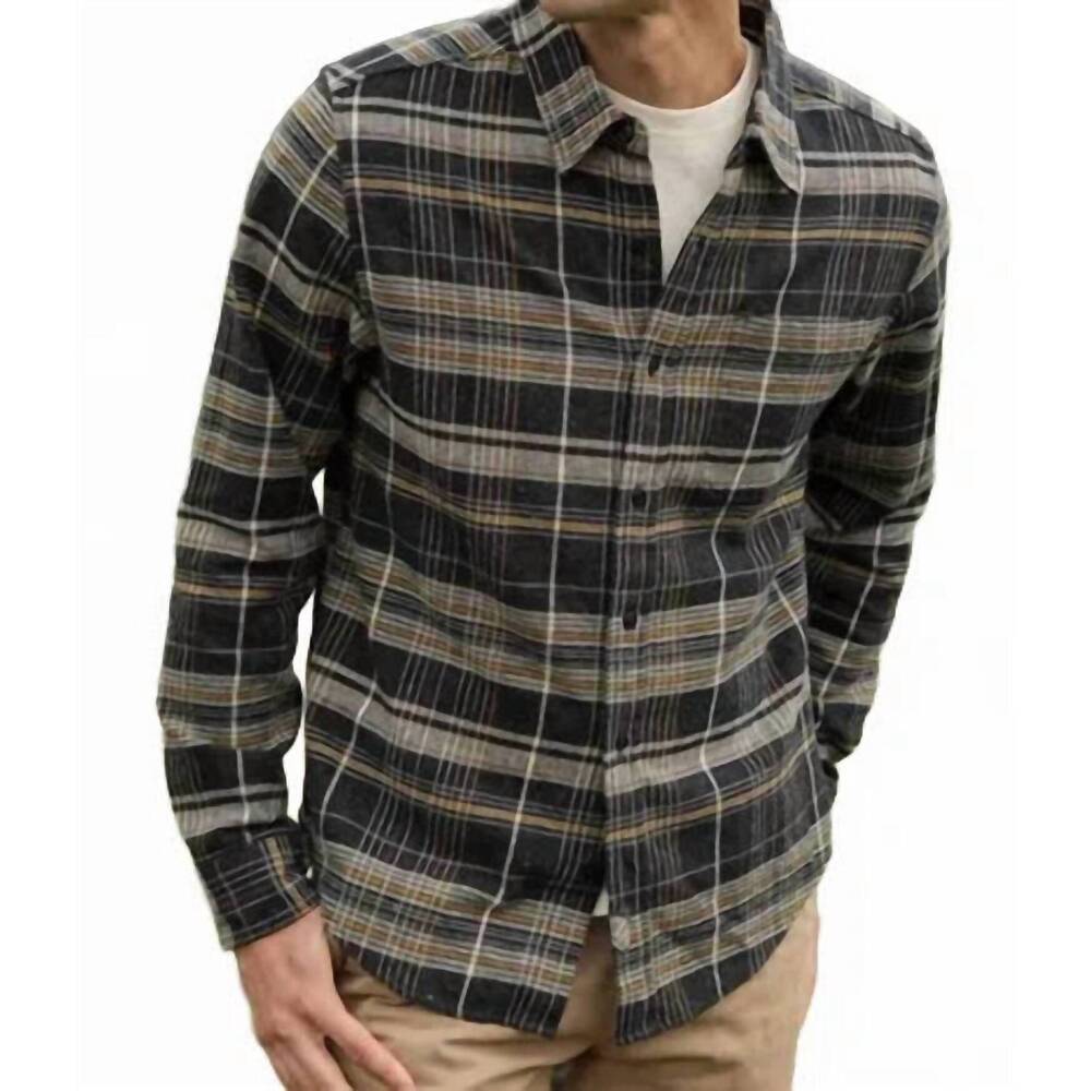 NEW BRIDGE & BURN cole slim shirt in soft black plaid